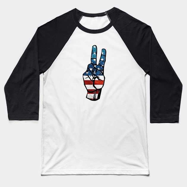 Peace hand patriotic, 4th of July, Peace sign, flag clipart, happy 4th of July Baseball T-Shirt by VikiShop